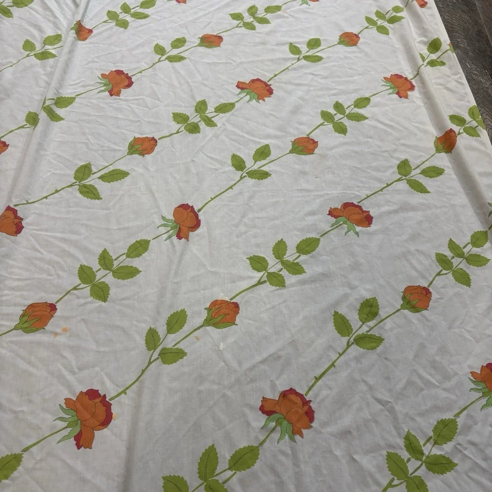 Vtg Wamsutta Christian Dior Orange Dior Rose Twin Flat Sheet Ultracale 66X91 USA